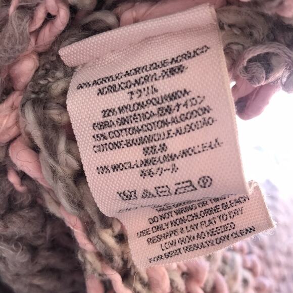 Free People Gray Pink Striped Fuzzy Knit High Low Sweater Women's Size Small - Picture 8 of 8